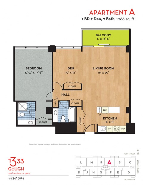 A one bedroom two bathroom